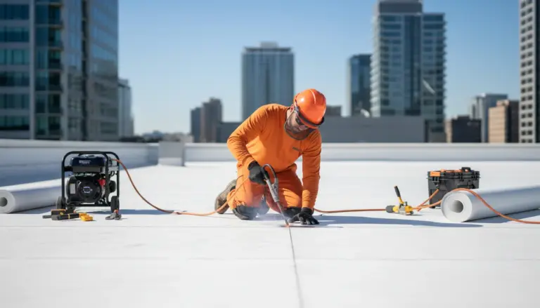 TPO flat roof installation